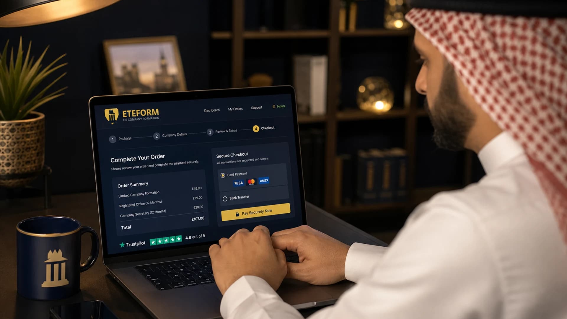 إكمال طلب تأسيس شركة UK عبر منصة Eteform المؤمّنة
